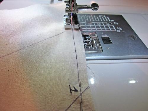 NOTE: Since you will be cutting across this seam, shorten your stitch length to help keep the stitching intact. We used 1.8mm.