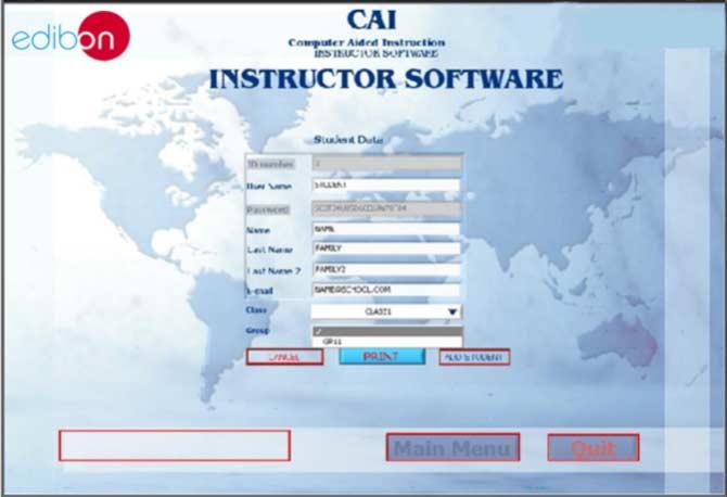 The Instructor is the same for all the modules, and working in network configuration, allows controlling all the students in the classroom.