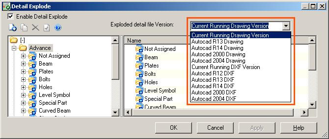 Document Manager Batch explode: selectarea versiunii de AutoCAD De acum, puteţi alege versiunea AutoCAD pentru detaliile ce vor fi explodate.