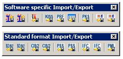 Import / Export 1 : Modificări în bara de instrumente Funcţiile din bara de instrumente Import/Export din 7.