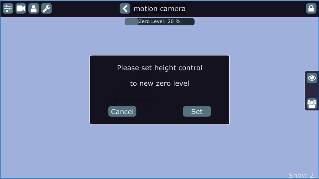 If the zero level of the height is set above a bottom level of the fader (or jog-wheel), you will be able to control light beams under the zero level (under a stage).