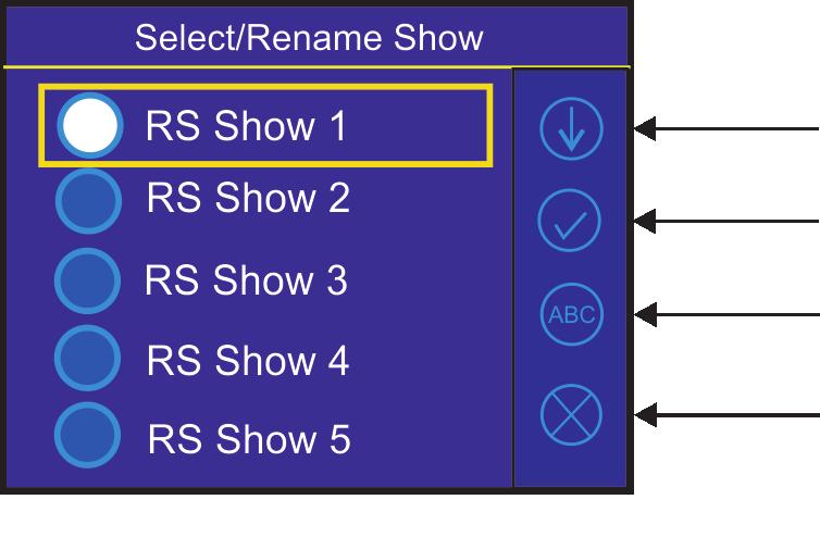 6.2 Menu Show Library Select/Rename Show - the menu item offers 10 shows.