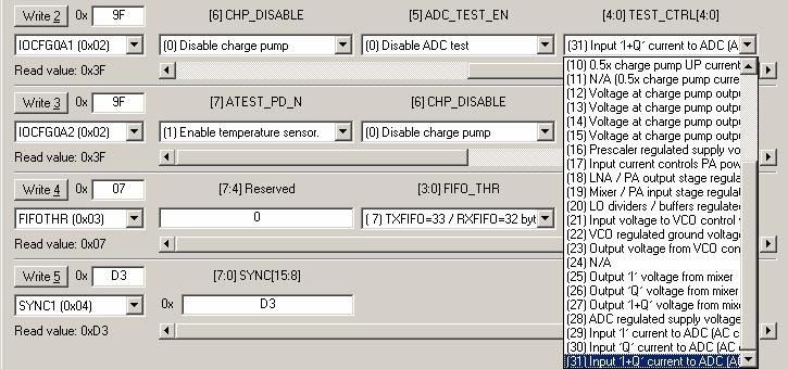 When temperature sensor is enabled and ADC test is disabled the CC11xx/25xx presents
