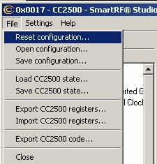 12.2.3 Pull-down menus and toolbar SmartRF Studio simplifies access to the rest of its features through the use of pull-down menus and a tool bar. The SmartRF Studio menus are shown below.