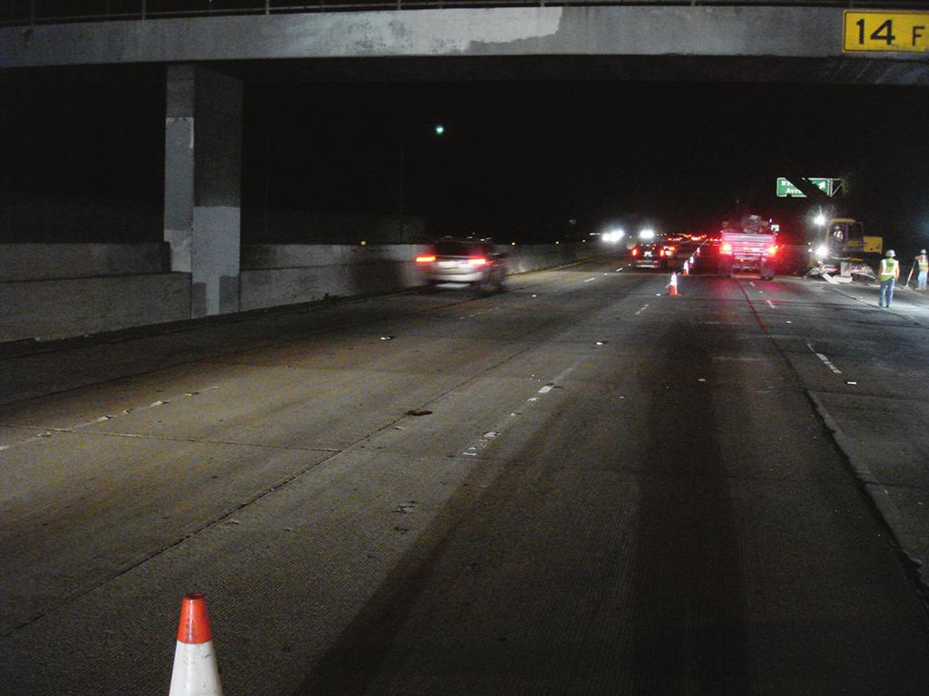 Figure 8.2. The work area on this five-lane California interstate project was three lanes wide, providing a safe, 12-foot-wide buffer zone. Figure 8.3.