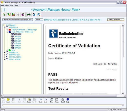 a validation certificate without the need to return their locator to a service center.