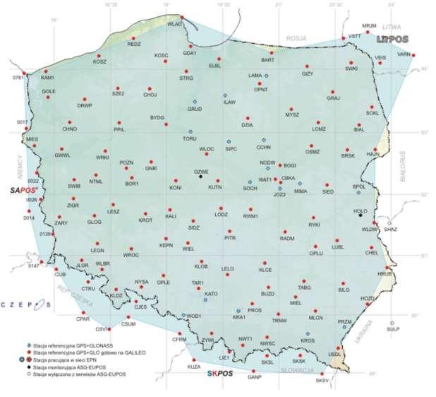 Last year activities Whole area of Poland is covered with GPS+GLONASS Network