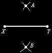 Construct the perpendicular bisector of a line segment, or construct the midpoint of a line segment. 1. Begin with line segment XY. 2. Place the compass at point X.