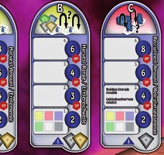 For technology X players get cards, they put in front of them. 8 The dark blue circles indicate the corresponding technology values.