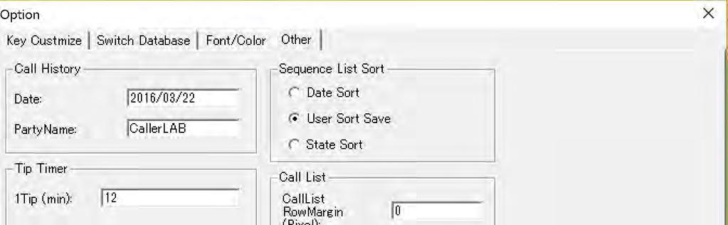 8 Others Specify the default information for the call history Call list of sorting