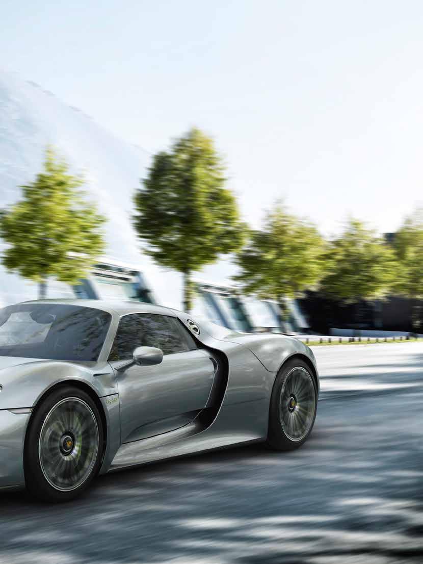 The Porsche 918 Spyder is an environmentally-friendly hybrid vehicle, and simultaneously a powerful sports car.