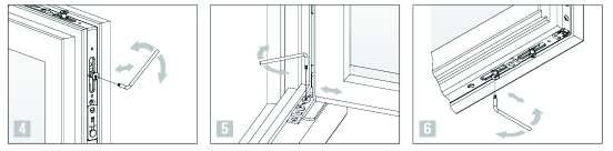 Ingoing tilt-turn window type BSI, UNI-JET S-CONTURA Instructions for the use and maintenance Ventilation in tilt position, cleaning in turn position.