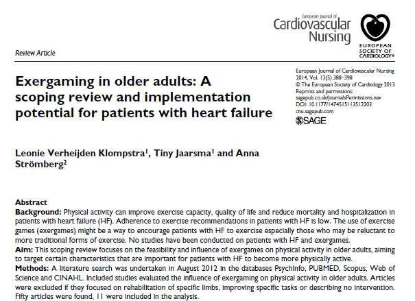 This scoping review focuses on the feasibility and influence of exergames on physical activity in older adults,