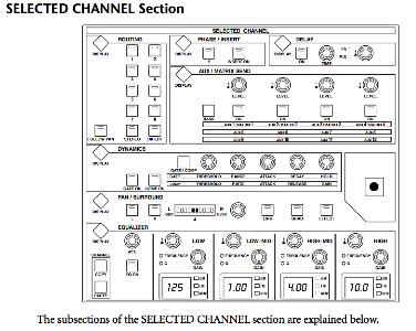 Selected Channel The selected channel area contains individual settings as they are applied to each channel strip.