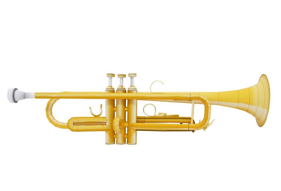 Trumpets can be classified as "piston trumpets," "rotary trumpets," or other types depending on the structure of their valves. This paper craft model is based on a piston trumpet.