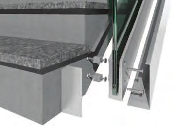 D50 is a side mount staircase glass railing system.