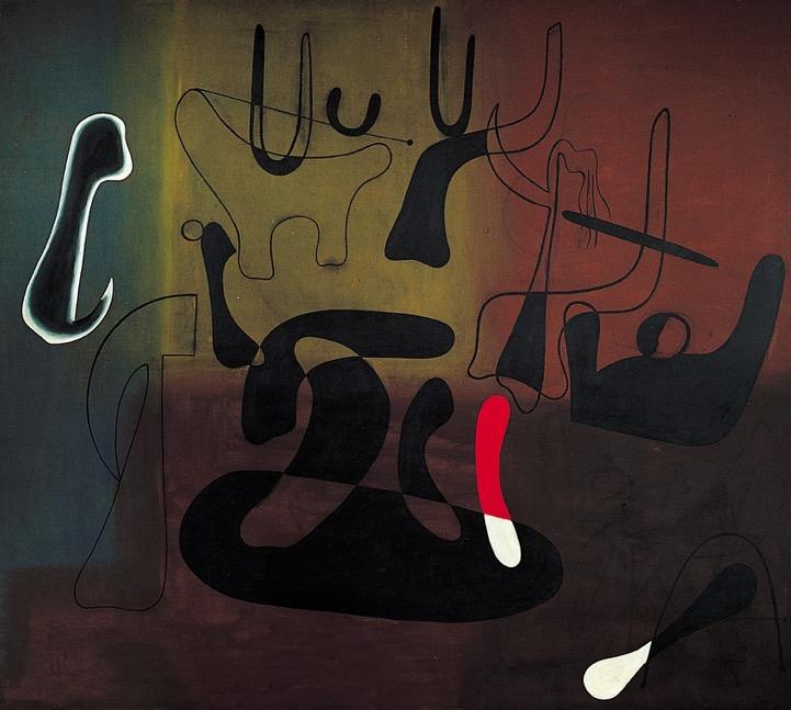 Joan Miro used automatic drawing techniques. This painting, done after 1924, reflects Miro s interest in Surrealist poetry.