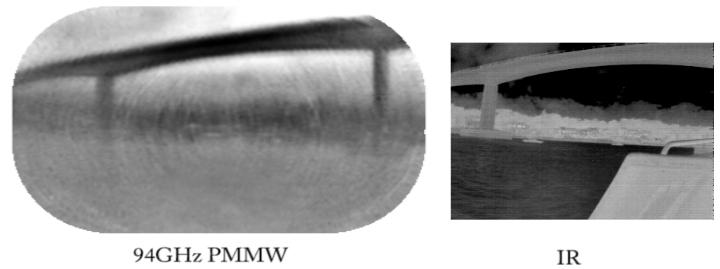 Figure 8: Moored boat The imagery in Figure 9 is of a bridge; vehicles traveling across it are visible on the PMMW video.
