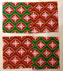 Make a four patch with the squares by first sewing the rows together.