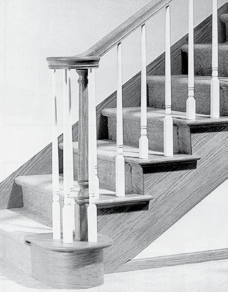 over the post climbing volutes MOULDINGS The Climbing Volutes are an addition to our line of code compliance products to provide a more attractive alternative to the extra long newel post on the
