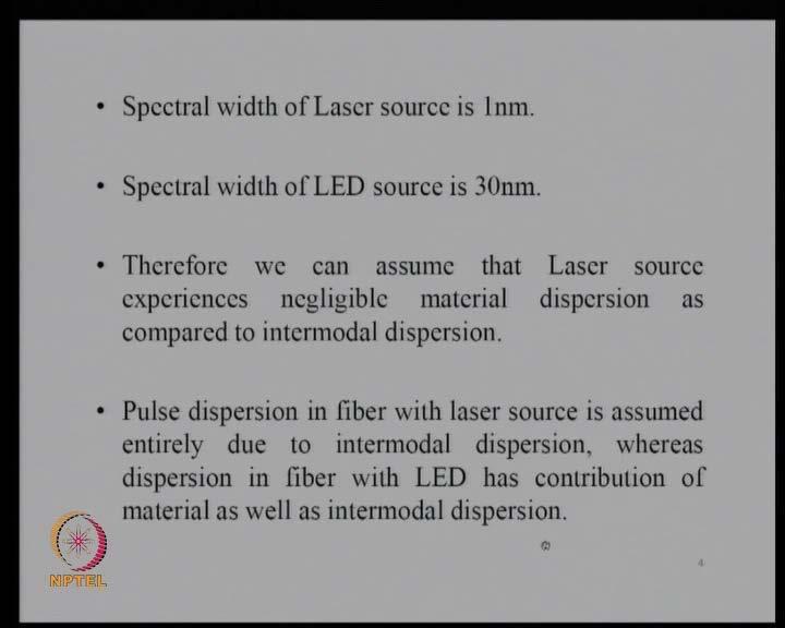 (Refer Slide Time: 44:22) Now, we know that, the spectral width of the laser source that we used is one nanometer.