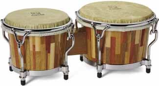 Bongos are Hand-made in Peru using hardwood inlay technique.