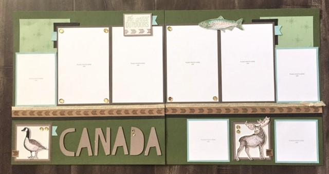 The Great Outdoors 12 x 12 Canada Scrapbook Workshop Assembly Instructions Key Diagram:, = Layout 1, Layout 2 1. You will use two NE Ivy CS sheets for the bases.