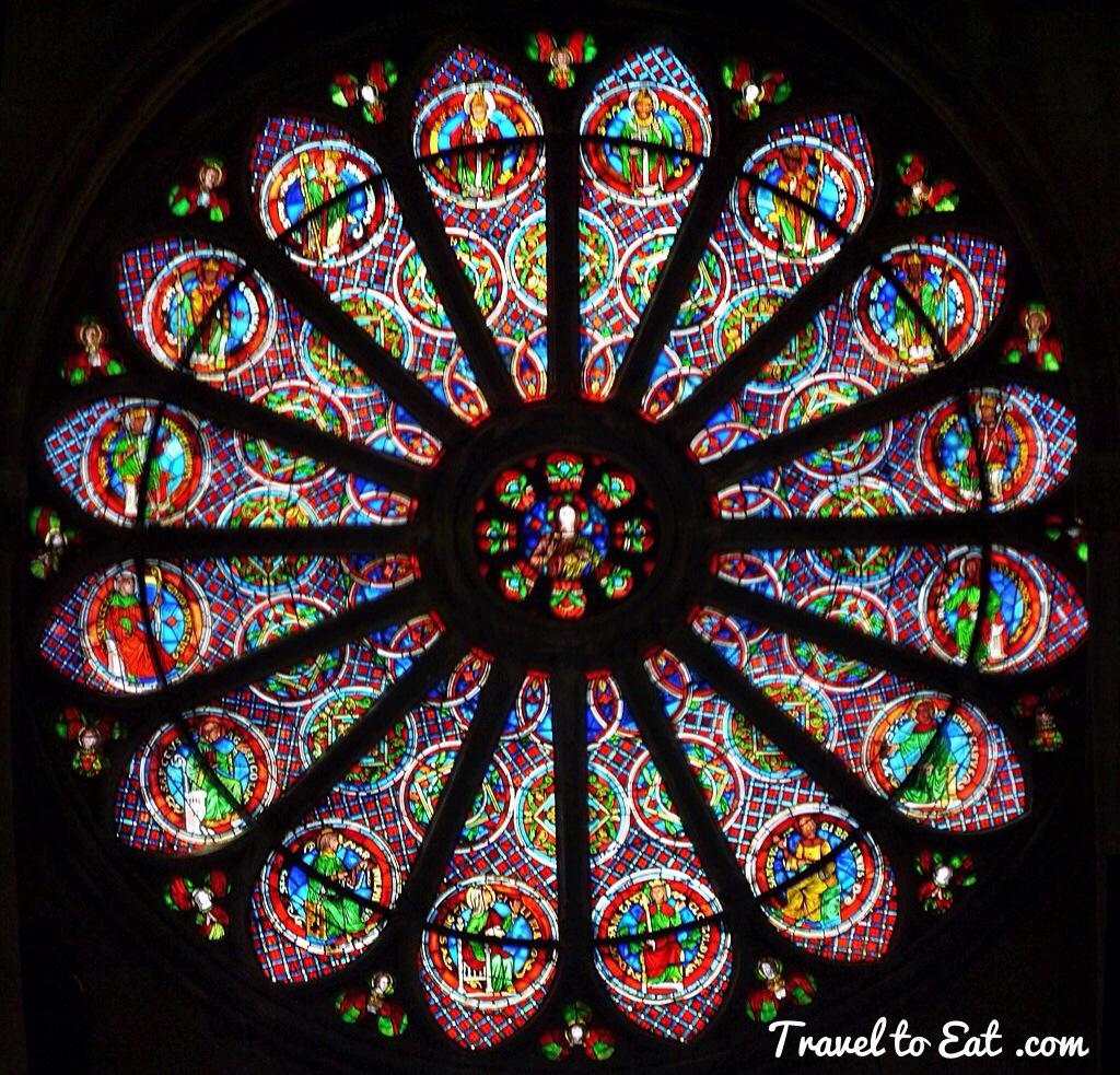 Rose window in Basilica of St Denis, France