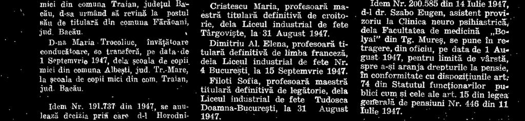 Gorj, In sesiunea Octomvrie 1945, la Centrul Foesatii, la care examen a reuttit cu me. dia 8,25. Idem Nr. 200.