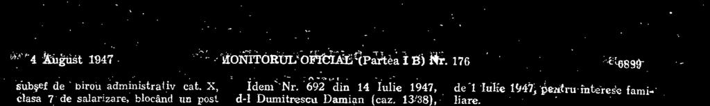 589 din 1947, d-i Ionescu Emil, subdirector adrainistrativ, in Institutul Geologic al României, se delegä, pe data de 26 Iu lie 1947, a indeplini functiunea de director al personalului,
