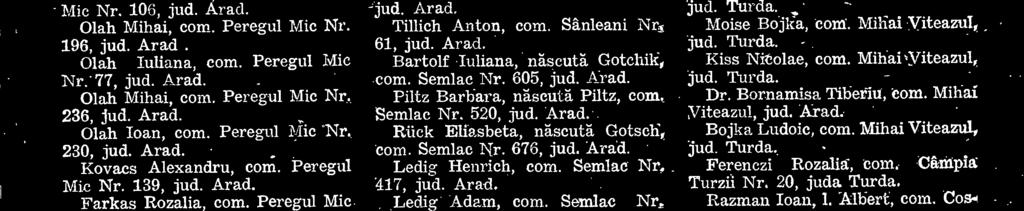Semlac Nr. 499, Bartolf Daniel, cora. Semlac Nr. 1.389, Bartolf Ecaterina, corn. Semlae Nr. 659, Kalman Maria, n.