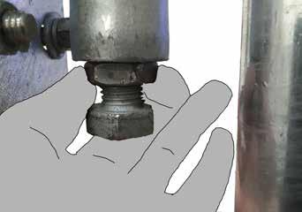 (DO NOT CUT AT THIS MARK!) G. On left hand gate disconnect the tubular gate from the hinge assembly by loosening the top & bottom cast clamp grub screw using a hex head socket as shown.