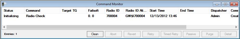 Command Monitor The Command Monitor shows up to 100 of the most recent non-purged commands executed by the current user.