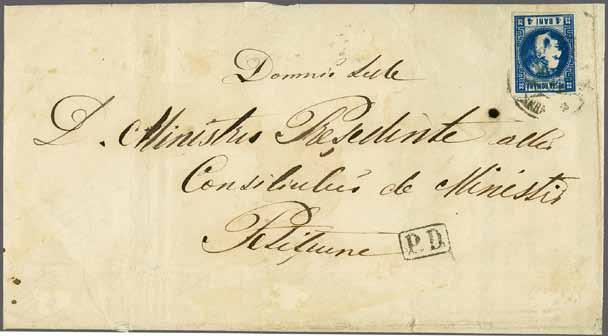 224 Corinphila Auction 30 May 2018 19 4030 4031 4030 1868: 4 bani blue on yellowish paper, two unused blocks of four, one being marginal from top of sheet (Transfer Types 2-3/6-7) of good colour and