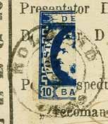 22c 6 2'500 ( 2'125) 10 bani blue, the left half of a superb vertically bisected example to pay the 5 bani rate, used on 1871