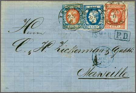 224 Corinphila Auction 30 May 2018 27 View of Marseille 4054 4054 10 b. blue, 15 b. rose-red and 50 b.