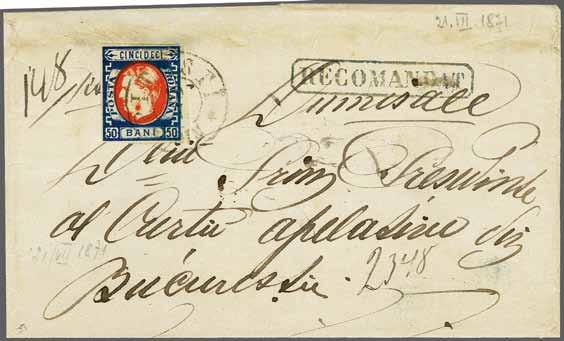 224 Corinphila Auction 30 May 2018 31 4069 4069 50 bani indigo & red, a fine large margined example in a resonant deep shade with overinked borders, used on