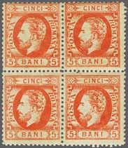 As no complete sheets of the 5 bani perforated exist, this is a very scarce stamp - firmly positioning this random supplementary Transfer Type in sheet layout MD VI. Fresh and fine, large part og.