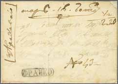 6 250 ( 215) Incoming mail 1835: Cover from Novoselitsy at the border between the Russian Empire and Austria, sent to Jassy, struck on