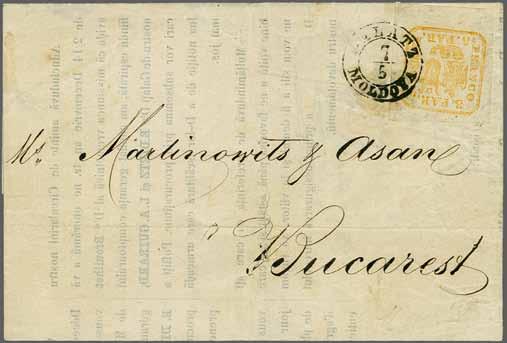 Scarce and elusive stamp. Signed Heimbüchler Mi = 350. 8/Ix 150 ( 130) Jassy ca. 1860 4165 4165 Handstruck on wove paper, 3 pa.