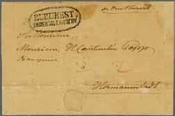 (6) 120 ( 100) 1824: Cover to Hermanstadt endorsed at top 'da Bukarest' and struck with outstanding oval framed BUKAREST / IN DER WALLACHEY handstamp in black (Tchilinghirian fig. 706).