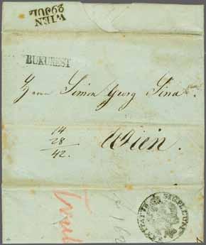A scarce early usage. 6 150 ( 130) 1837 (July 17): Entire letter to Vienna struck on despatch with superb BUKUREST straight line handstamp (Tchilinghirian fig.
