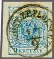 4 150 ( 130) Austria 1850/54 9 kr. blue, fresh colour and good to huge margins all round, cancelled by "K.K.ÖST.F.P. PLOESCHTI 17/9" cds in black (Tchilinghirian fig.