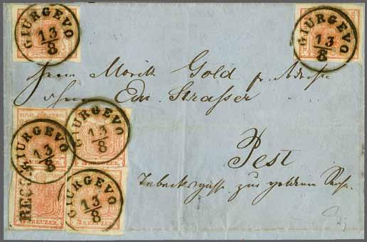 224 Corinphila Auction 30 May 2018 79 Battle in a Cossack camp near Giurgevo 4226 4226 1855: Civilian cover from Giurgevo to Pest, franked with Austrian arms definitive 3 kr.