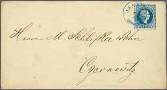 pale blue, a fine example used on 1868 cover to Vienna tied by bold strike of BUCAREST cds (20/5) in black (Tchilinghirian fig. 714). Reverse with Vienna arrival cds (May 25).