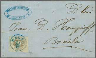 1B 6 150 ( 130) Entire letter from Turnu Magurelle to Braila franked by 1867 17 kr. red perf.