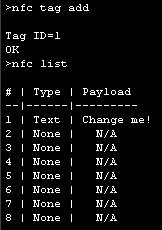 Figure 7: Adding a NDEF message At this stage the NDEF message is not committed. 3. Commit the data to the stack using nfc commit. 4.