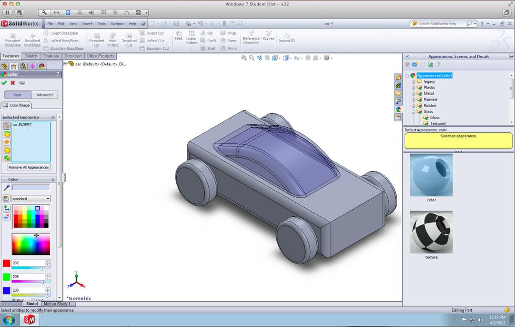 Glass Canopy Flip the car back around using Isometric Make the car body