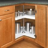 Accessories Lazy Susans Half-Moon Shape Recommended for blind corner base cabinets. Available in various finishes.