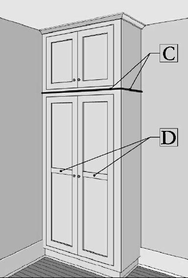 D - Cabinet doors over 48 high must have a horizontal mullion to be warrantied.